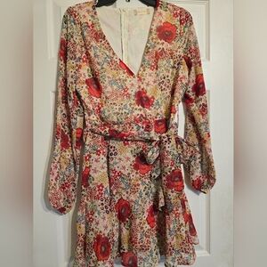 Altar'd State Red and Cream Floral Dress